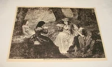 1885 magazine engraving ~ WOMAN LISTENING TO A STORY