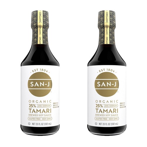 San-J - Organic Gluten Free Tamari Soy Sauce with 25% Less Sodium - Specially...