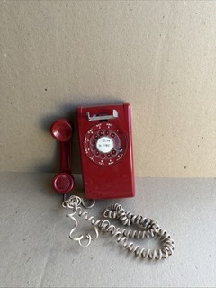 Bell System Western Electric Rotary Wall Mount Vintage Phone. Red