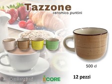x Set 12 Tazzoni Colazione Tazza in Ceramica a Puntini 500 cl Mugs Jumbo hmj
