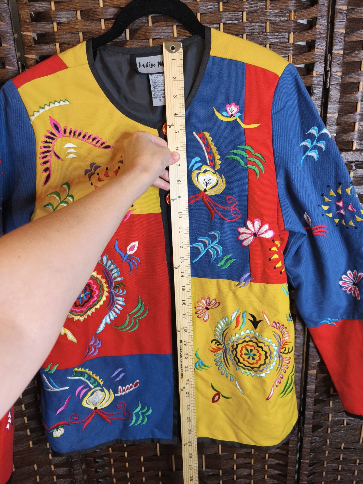 Indigo Moon Jacket Womens Small Patchwork Embroid… - image 8