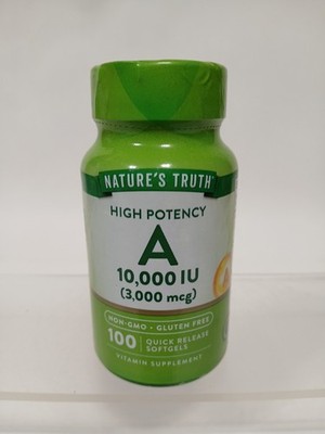 Vitamin A 10000 IU 100 Softgels High Potency Non-GMO by Nature's Truth 6/27x
