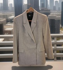 New Zara Woman's Suit Oversized Blazer Jacket Light Gray Size S