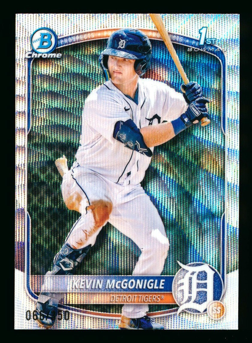 2025 BOWMAN CHROME KEVIN MCGONIGLE RC WAVE REFRACTOR TIGERS 1ST ROOKIE #066/350!