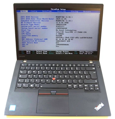 Lenovo ThinkPad T470s Laptop Intel Core i7-7500U, 8GB RAM, OHNE Festplatte - Bild 1 von 4