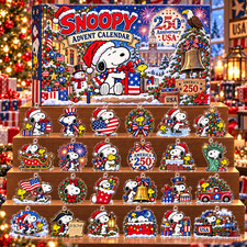 Snoopy USA 250th Christmas Advent Calendar 24 Ornaments CB3569