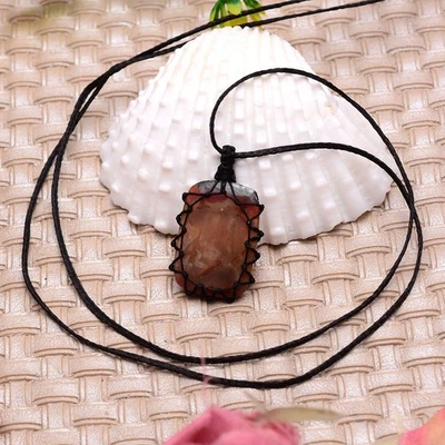USHAQGEMS Moss Achat Boho Makramee Kettenarmband Kristall Anhänger Halskette - Bild 1 von 4