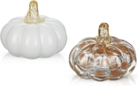 Herbstliche Glas KüRbis Deko 2Er Set Handgefertigte Herbst Halloween