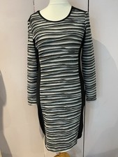 Yest Black & Grey Textured Stripe Stretchy Dress UK12 PB40