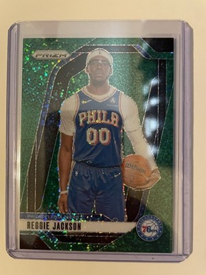 Reggie Jackson #1/8 Green Sparkle 2024-25 Panini Prizm No.162 Philadelphia 76ers