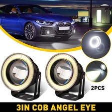 2x White Cob Led Fog Lights Projector Car Angel Eyes Halo Ring Drl Bulbs 3 Exc
