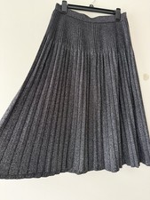 Eliza J Skirt Women's M Black Silver Pleated Knit Flare