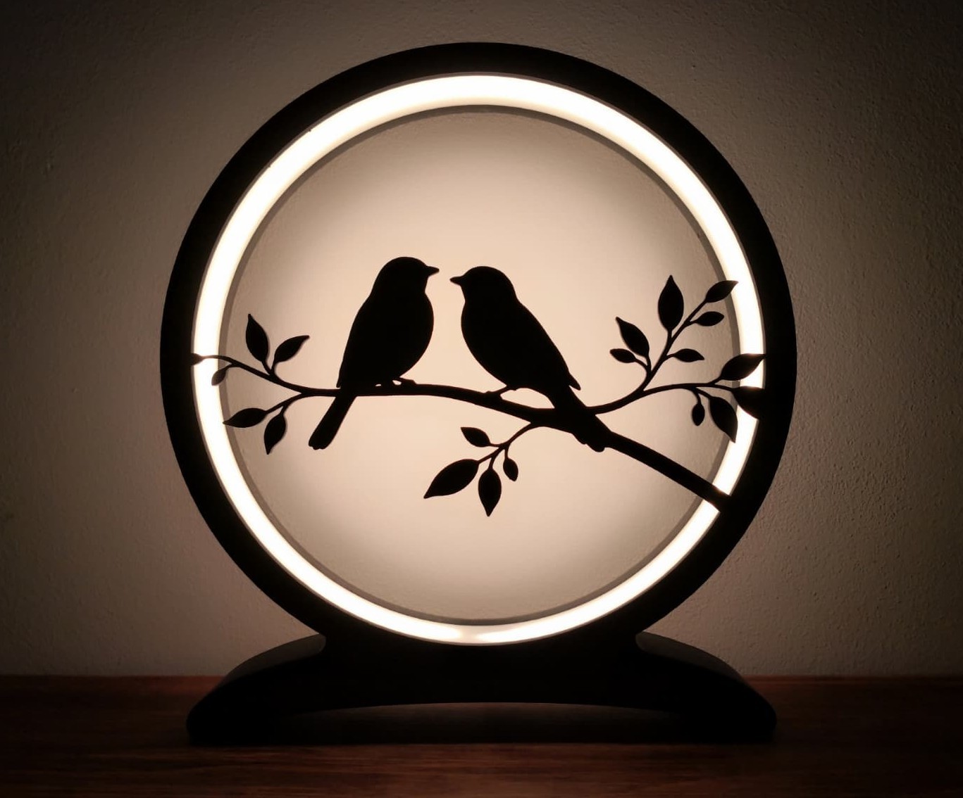 Lampe oiseaux 3D led ronde design cadeau original de pendaison de crémaillère