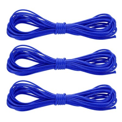 3Pcs Waxed Polyester Cord, 5.5 Yard 2mm Wax Bead Thread String, Medium Blue