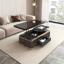 Multi Functional Lift Coffee Table, Coffee Table with 4 Storage Stools And Expan