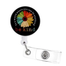 Badge Reels Holder Retractable, ID Card with Alligator Clip for Nurse Be Kind