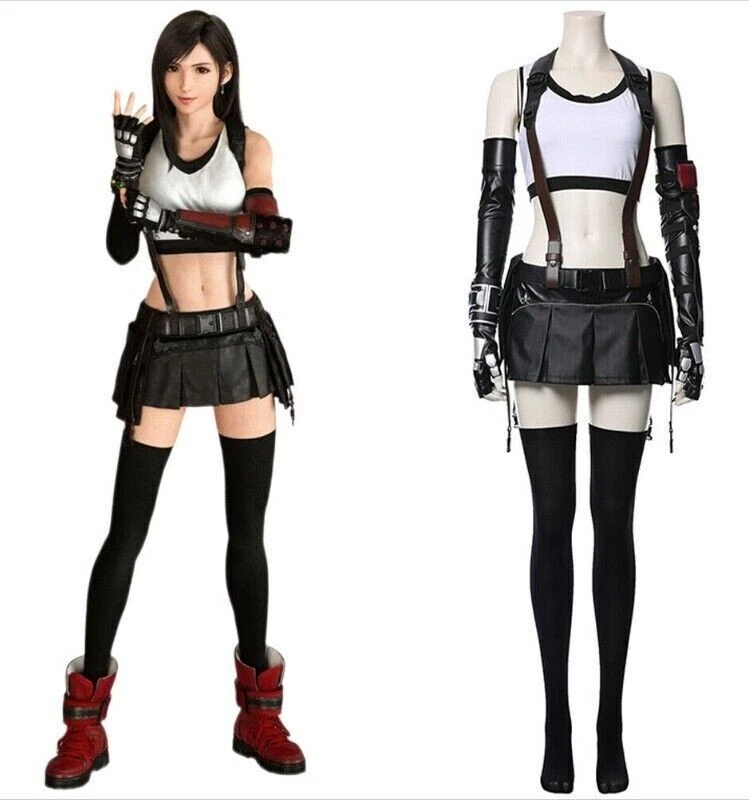 Final Fantasy VII Remakes Tifa Cosplay Costume Women's Carnival Party Black Suit - Image 1 of 4