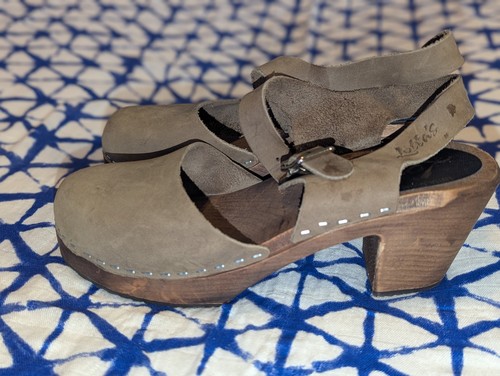 Lotta's Stockholm Highwood Taupe Clogs Oiled Nubuck Leather Brown Base 38 / 7.5