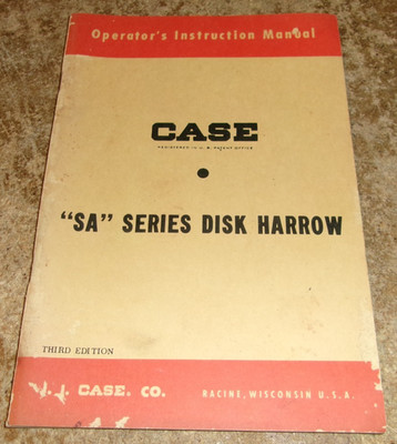 1963 case SA series disk harrow operators manual in good shape used