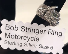 Bob Stringer Sterling Silver Biker Ring Size 6 Thick Heavy  Silver 925 Peridot