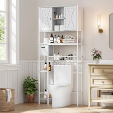 Over The Toilet Storage Cabinet Bathroom Shelf Organizer with Anti-Tip Device