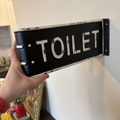 Rustic Metal TOILET Over Door Hanging Bathroom Sign Farmhouse Decor
