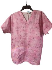 Scrub HQ Women  s Scrub Top Small Pink Graphic Print Medical Uniform
