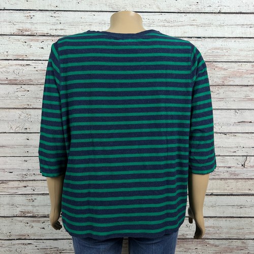 Lands' End Nautical Anchor Breton Stripe French Terry Sweater 2X 20W 22W PLUS - Picture 6 of 8