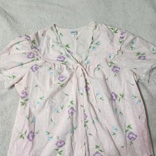 VINTAGE HABAND Nightgown SZ L PINK Floral Cotton Blend Lightweight Pockets