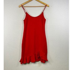 Forever 21 Red Spaghetti Strap Ruffle Hem Mini Dress Women's Size M
