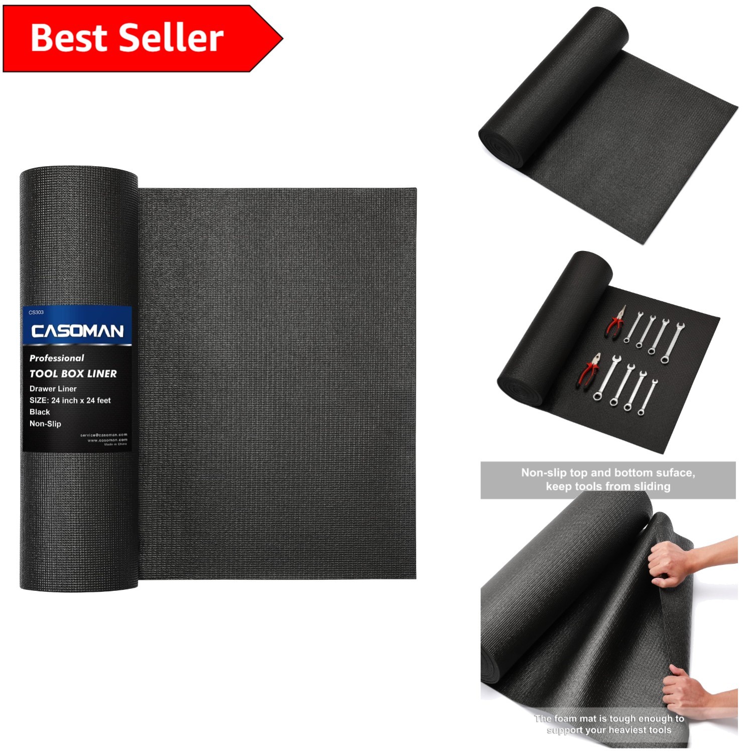 Non-Slip Durable Foam Rubber Toolbox Drawer Liner 24x24 Inch