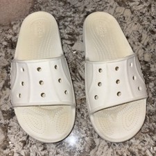Crocs Slides White Men  s 8 Women  s 10 Unisex Preowned
