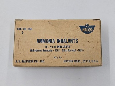 Vintage Opened Box Of Halco Ammonia Inhalants. Made In Boston Mass. USA 