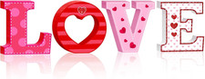 Valentines Day Love Wooden Table Signs Decorations 4Pcs, Love Letters Red Pink