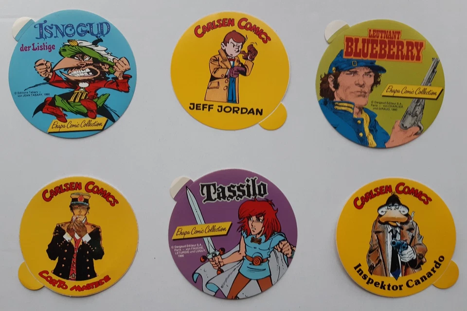 14 verschiedene Comic Aufkleber Carlsen, Ehapa, Dino ungeklebt alt - Bild 2 von 3