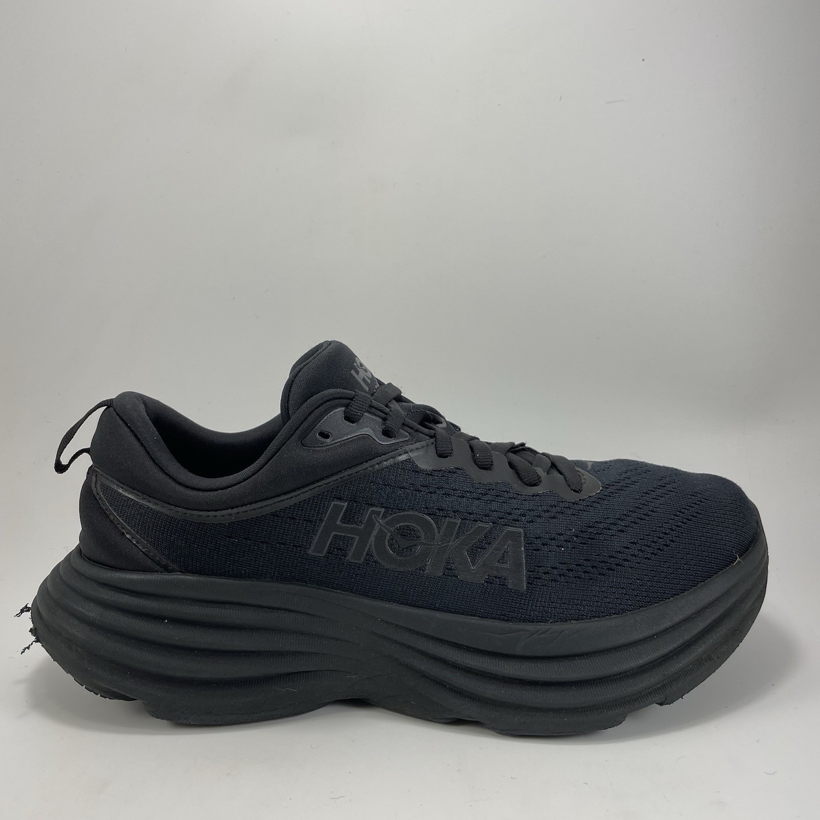 Hoka One One Bondi 8 Running Shoes Womens Size 9.5 B Triple Black Athletic