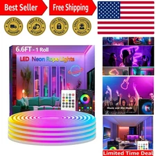 6.6FT RGB Flexible LED Strip Lights with App & Remote, Waterproof & Music Sync