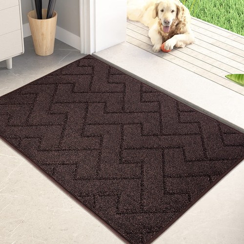 Door Mat 24 x 35.5 Non Slip Machine Washable Entry Rug Shoe Scraper Dog Door Mat