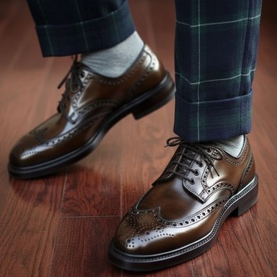 Handmade Men Brown Toning Leather Brogue Wingtip Oxford Waterproofing Welt  Shoes | eBay