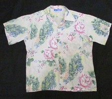 Vtg. 1970's OP Ocean Pacific Sunwear Shirt Peacock Flowers Print Rayon Size-L