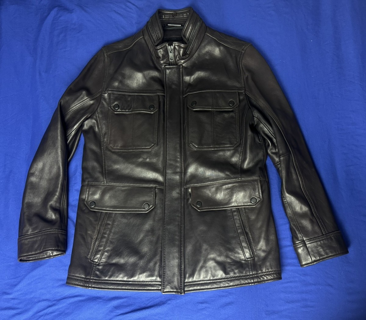 Andrew Marc Brown Leather Field Jacket Size S | eBay