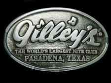 UC05172 VINTAGE 1970s  GILLEY'S  WORLD'S LARGEST NITE CLUB CHROME BELT BUCKLE
