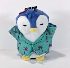 Pudgy Penguins Clip on Plush Penguin Hawaiian Shirt, Flower 5” Bag, Keychain