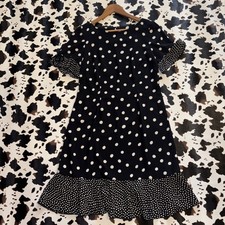 Talbots Women’s Black And White Polka Dot Shift Dress Short Sleeve Size 6