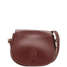 Cartier Must Line Leather Shoulder Bag Women Brown One Size