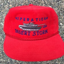 Vtg Corduroy Hat Strapback Cord Operation Desert Storm 90s Tank NIssin