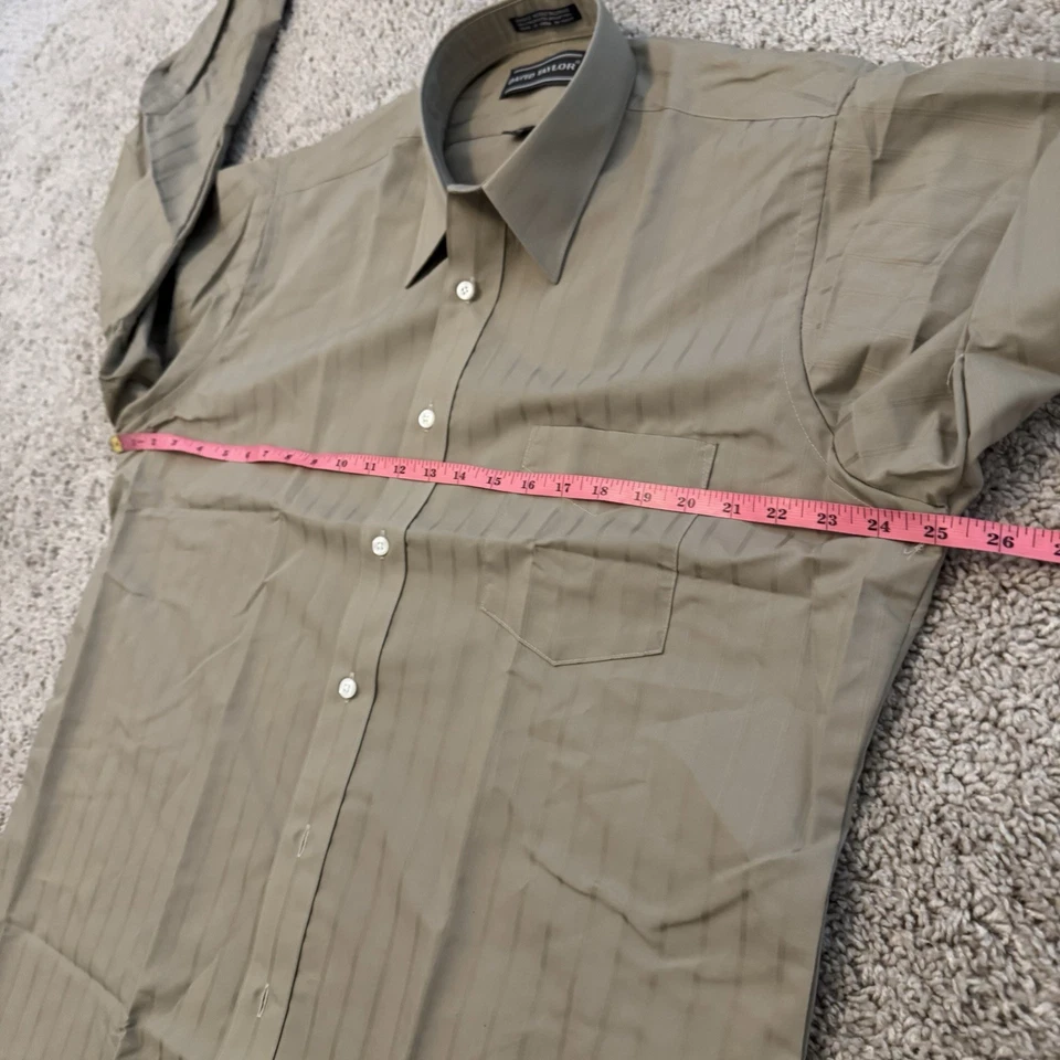 Camisa de vestir David Taylor abotonada para hombre 16,5 32/33 beige a rayas corte completo Foto 4 de 4