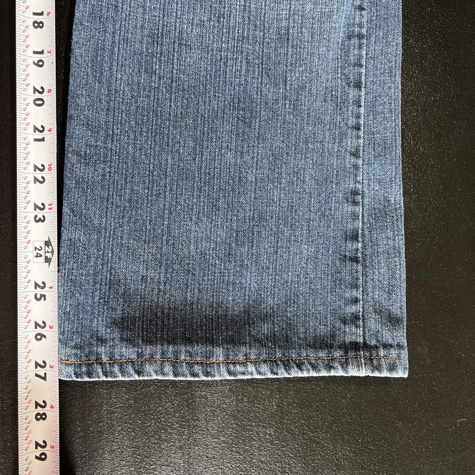 Lucky Brand Jeans 36 X 27" Hemmed Blue Hipster Wash Slim Bootleg Buttonfly Denim