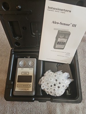 Intoximeters Alco-Sensor III in case and mouthpieces 