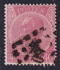 BELGIUM 1866 Leopold I 40c Carmine Perf 15 SG 37 Used (CV £29)